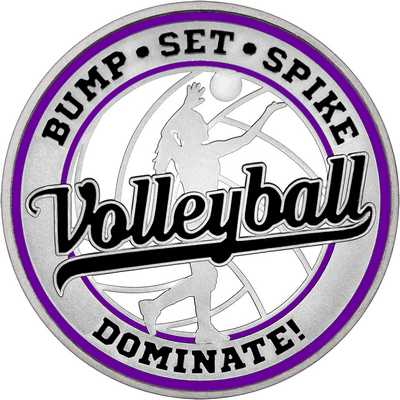 Black "Volleyball" with Purple Outer Circular Borders